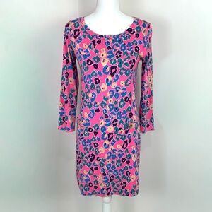 Lilly Pulitzer Corinne Dress Size S Animal Print Colorful Pink Pima Cotton Knit